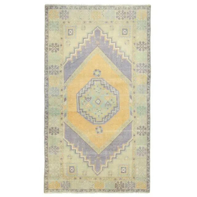 Vintage Turkish Oushak Handmade Wool Cotton Orange Area Rug 103x189