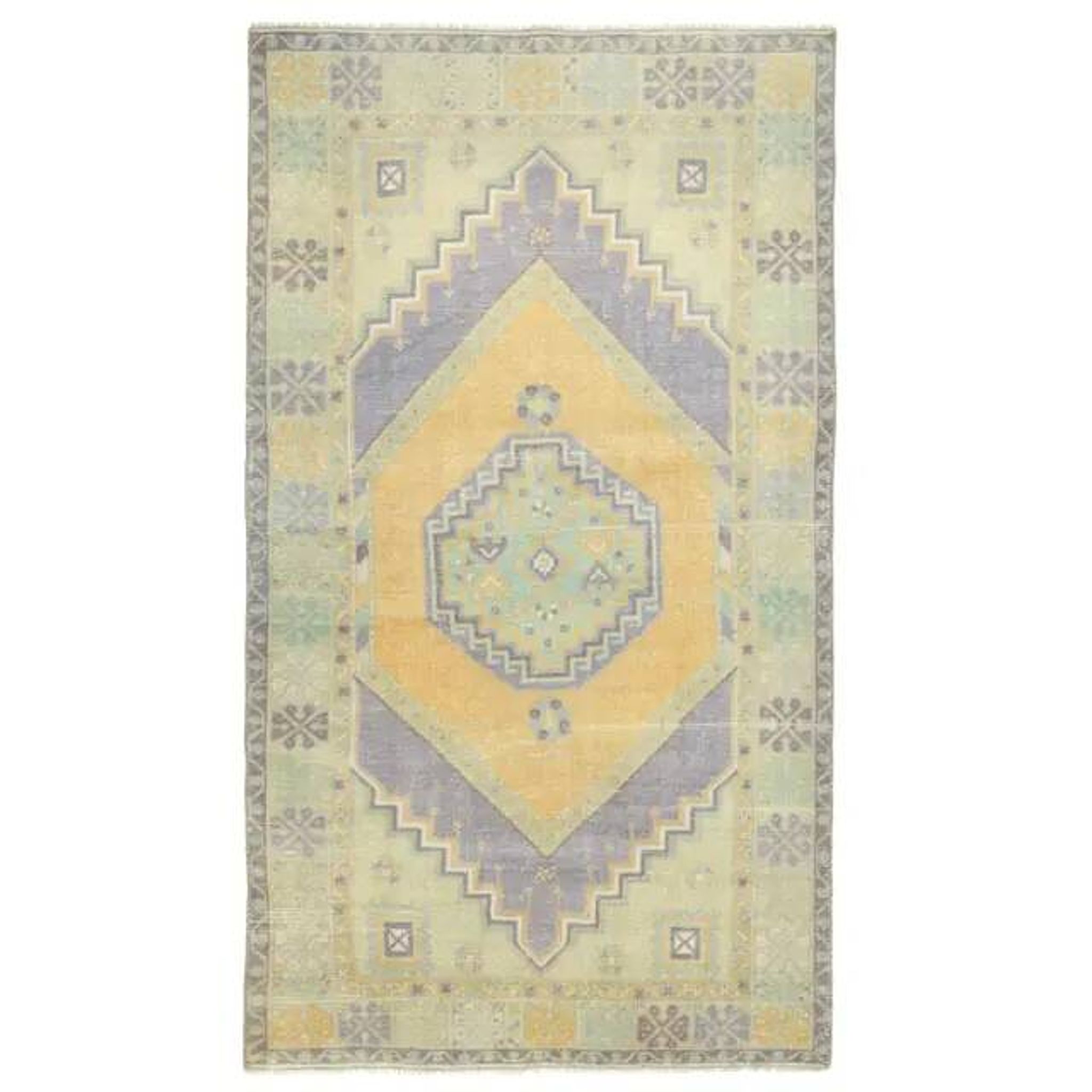 Vintage Turkish Oushak Handmade Wool Cotton Orange Area Rug 103x189