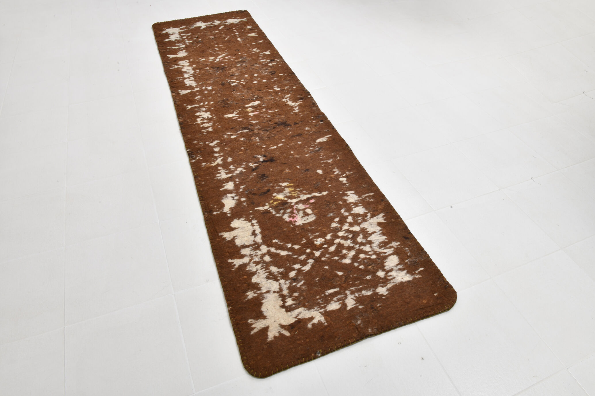 3x10 neutal brown felt vintage runner rug,85x307cm