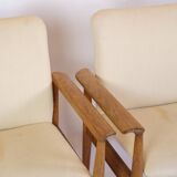 Set Of 2 Diplomat Chairs Made In Teak & Light Wool Fabric By Finn Juhl From 1960s