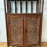 Vintage rattan and caning shelf bookcase