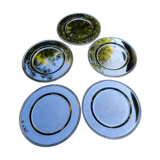 5 assiettes de présentation en métal argenté