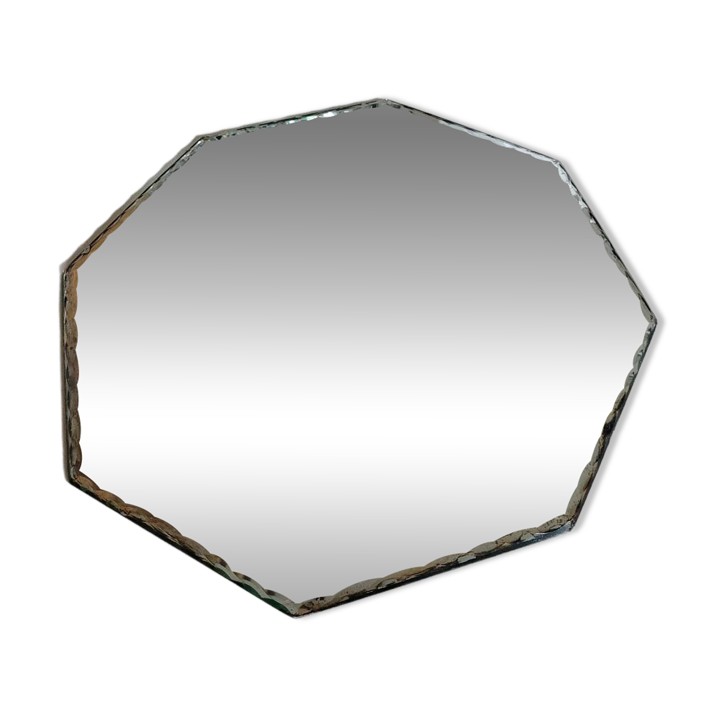 Hexagonal tabletop mirror with bevelled edge