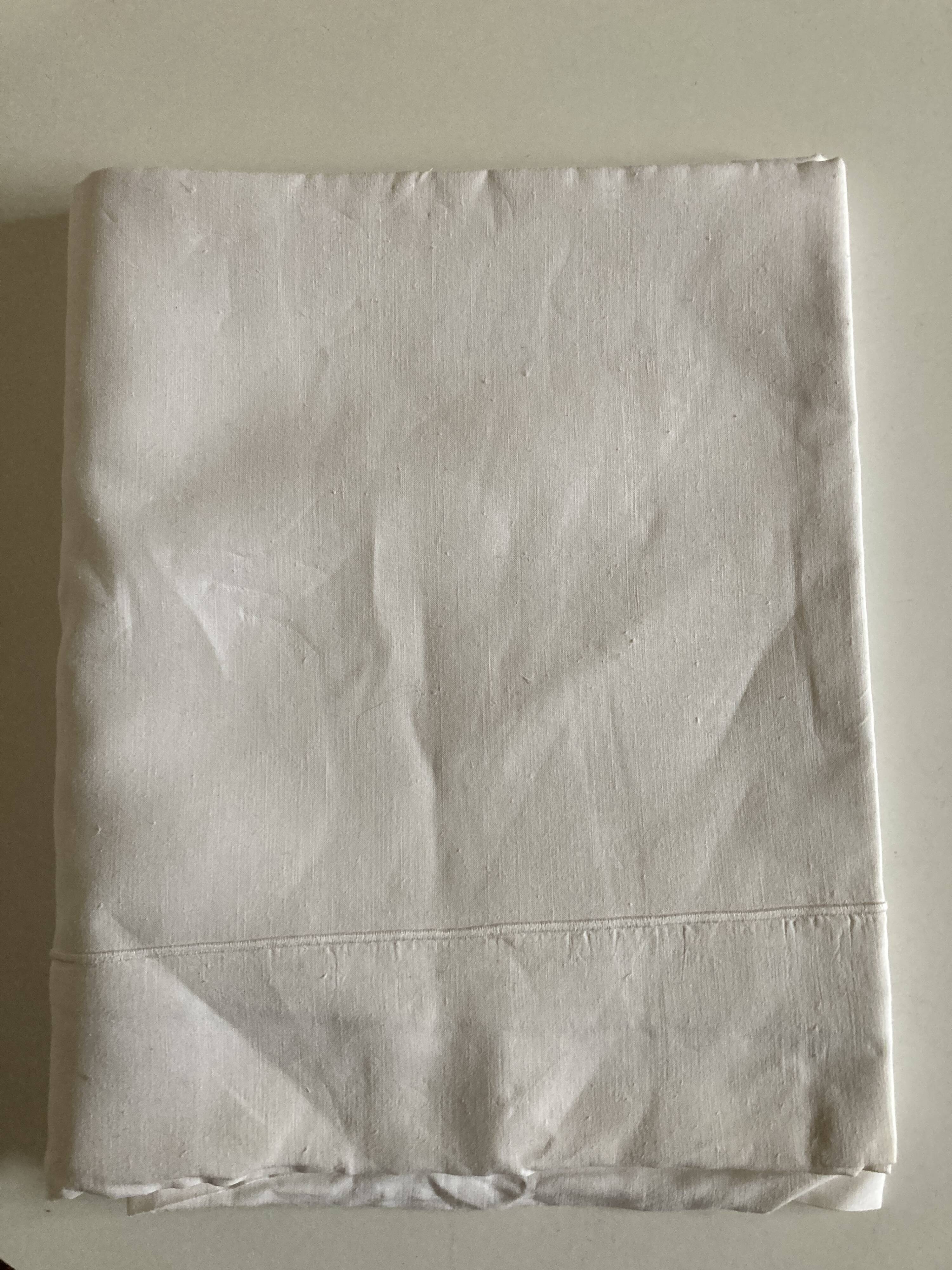 Reserve sheet in linen canvas 1960 embroidered bumblebee Blue Flower