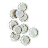 10 assiettes à dessert Salins vintage verts pâles et dorées