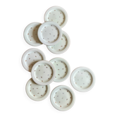 10 assiettes à dessert Salins vintage verts pâles et dorées