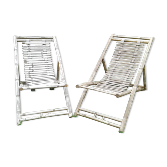 Set of two Chilean vintage bamboo with its side table