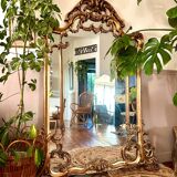 Antique mirror with carved gilded wood glazing beads 164x127