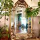 Antique mirror with carved gilded wood glazing beads 164x127