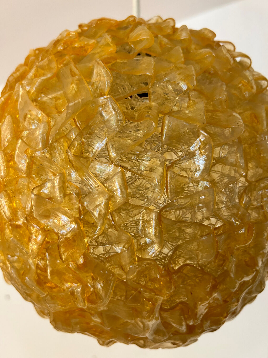 70s amber plastic chandelier