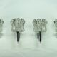 Set of four large Murano glass elements and chromed brass sconces, Italy 60