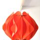 Orange pendant lamp in pleated plastic design 70s