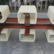 Scandinavian chandelier with 6 lights from the 60s in teak and Perspex