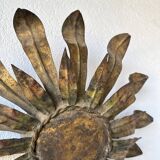 Ceiling or wall light with sun motif, brass, 1950s