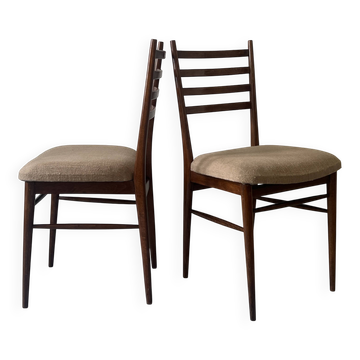 Set of 2 wire wood chairs in the style of Gio Ponti, Italy 1970.