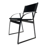Vintage chair in saddle leather black steel 1970s