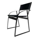 Vintage chair in saddle leather black steel 1970s