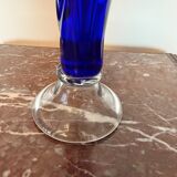 Vintage Cobalt Blue Crystal Vase Sculpture - Murano Style