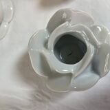 White porcelain rose shaped candle holders