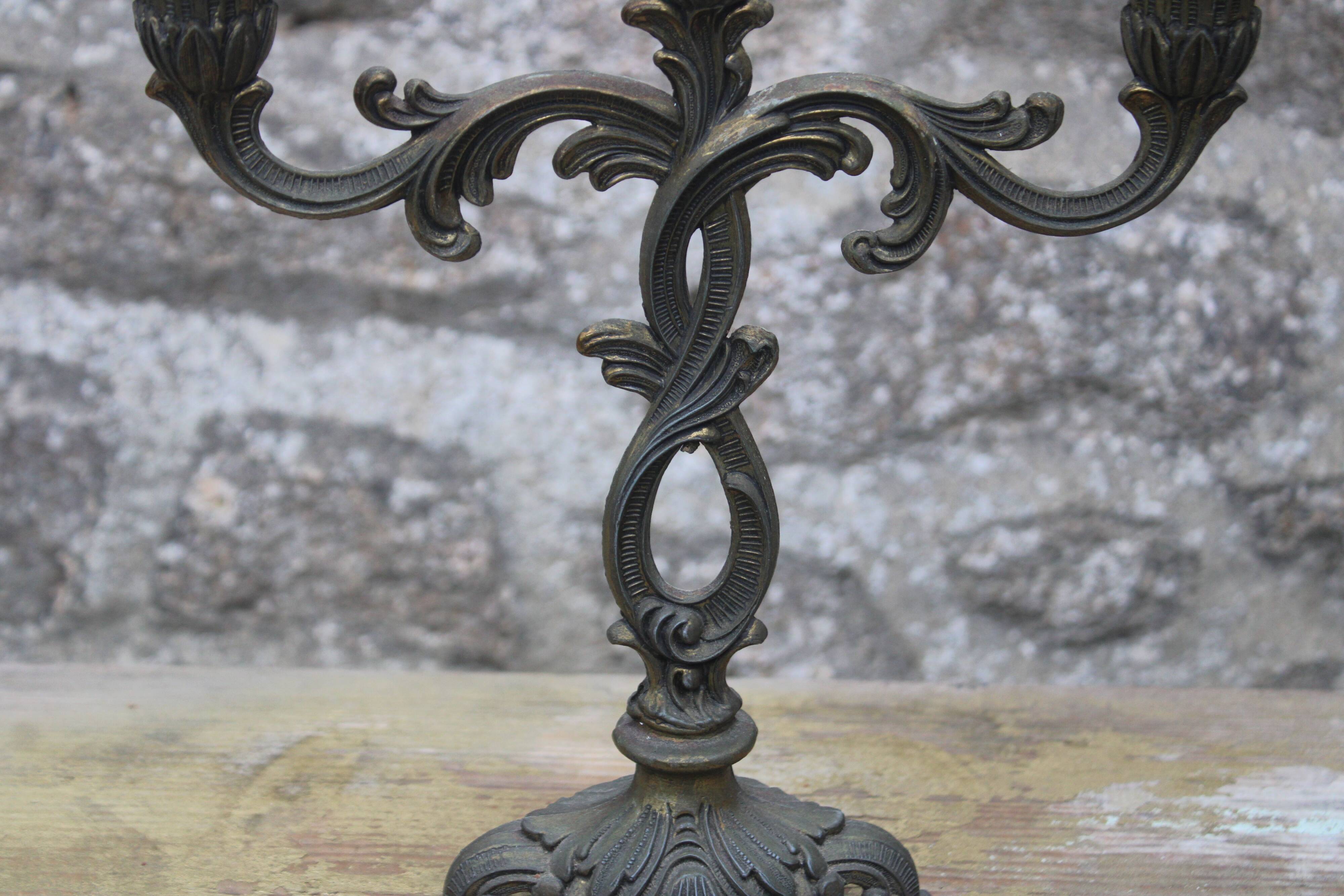Pair of vintage candlesticks, baroque rococo style.