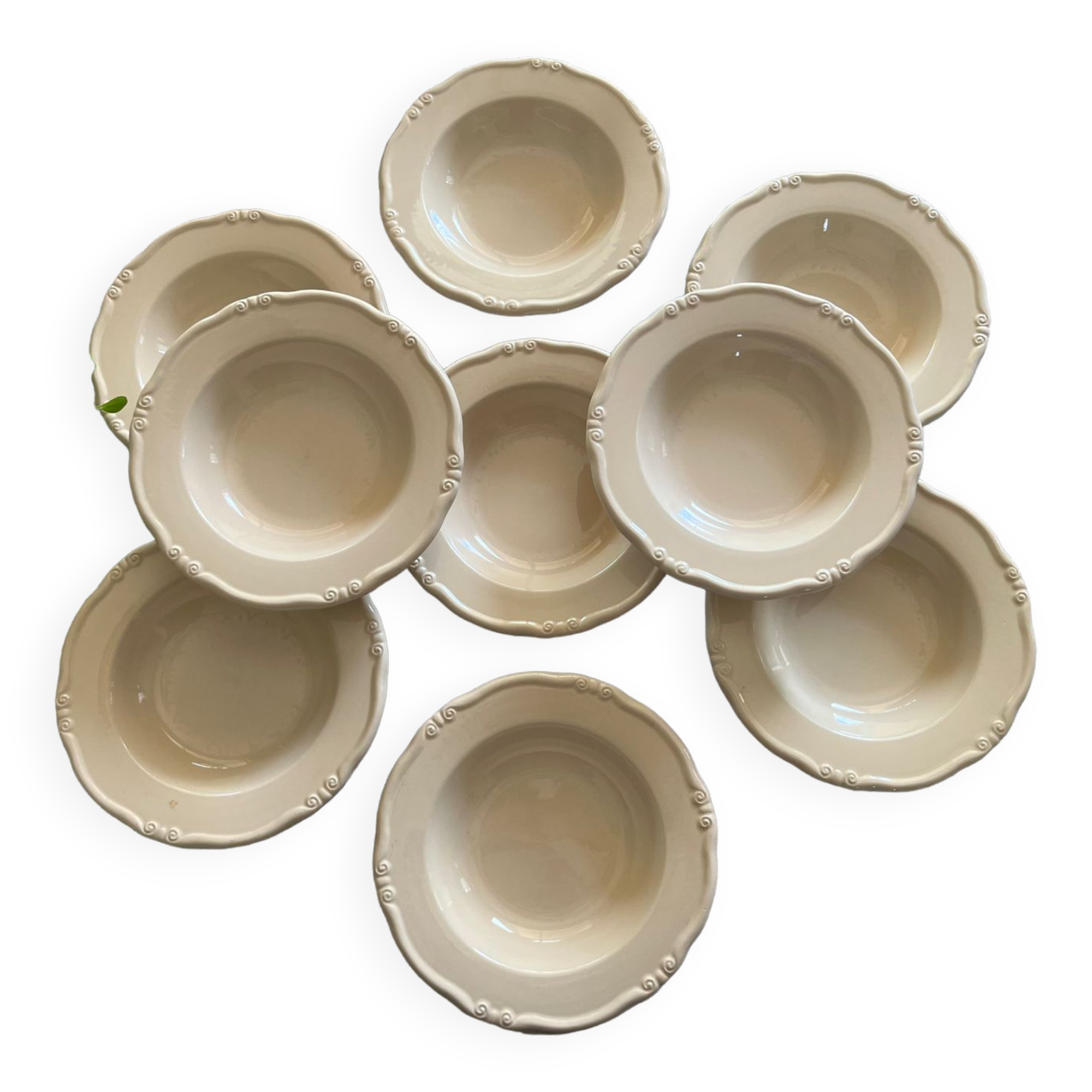 Series of 9 hollow earthenware plates Moulin des Loups