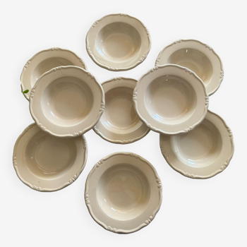 Series of 9 hollow earthenware plates Moulin des Loups