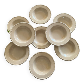 Series of 9 hollow earthenware plates Moulin des Loups