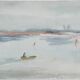 Camille COMBE: Seaside promenade, Original signed watercolor