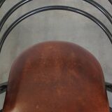 Set of 4 1970s design dining chairs with leather seats and metal frame
