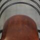 Set of 4 1970s design dining chairs with leather seats and metal frame