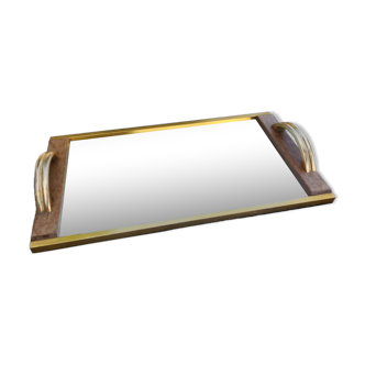 Plateau miroir doré Art déco