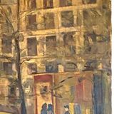 " Vue animée d'une rue de Paris " Huile sur toile XX siècle