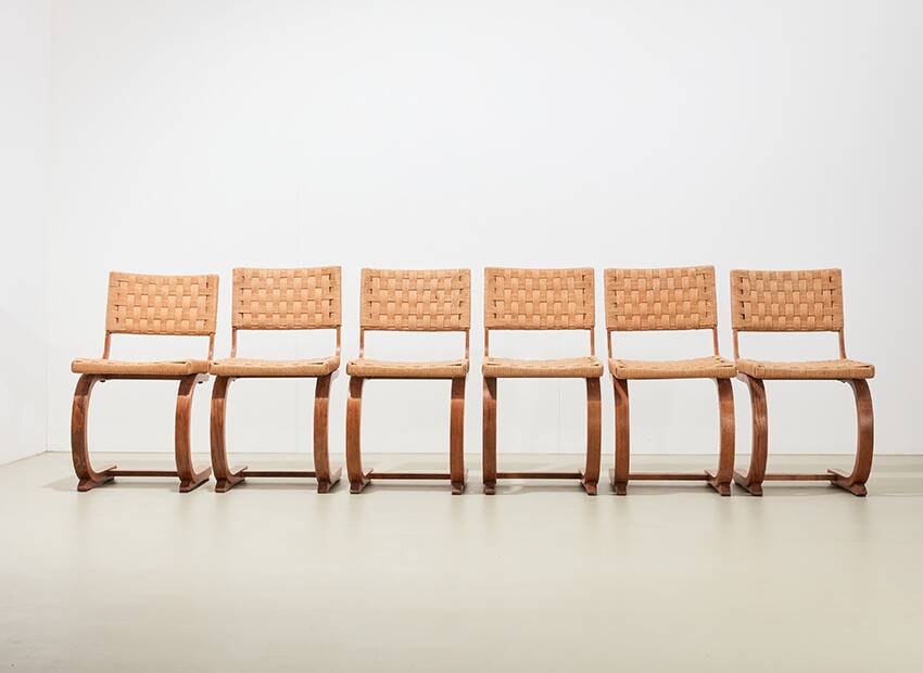 Bas van Pelt Rare Set of 6 Dining Chairs for My Home 1936