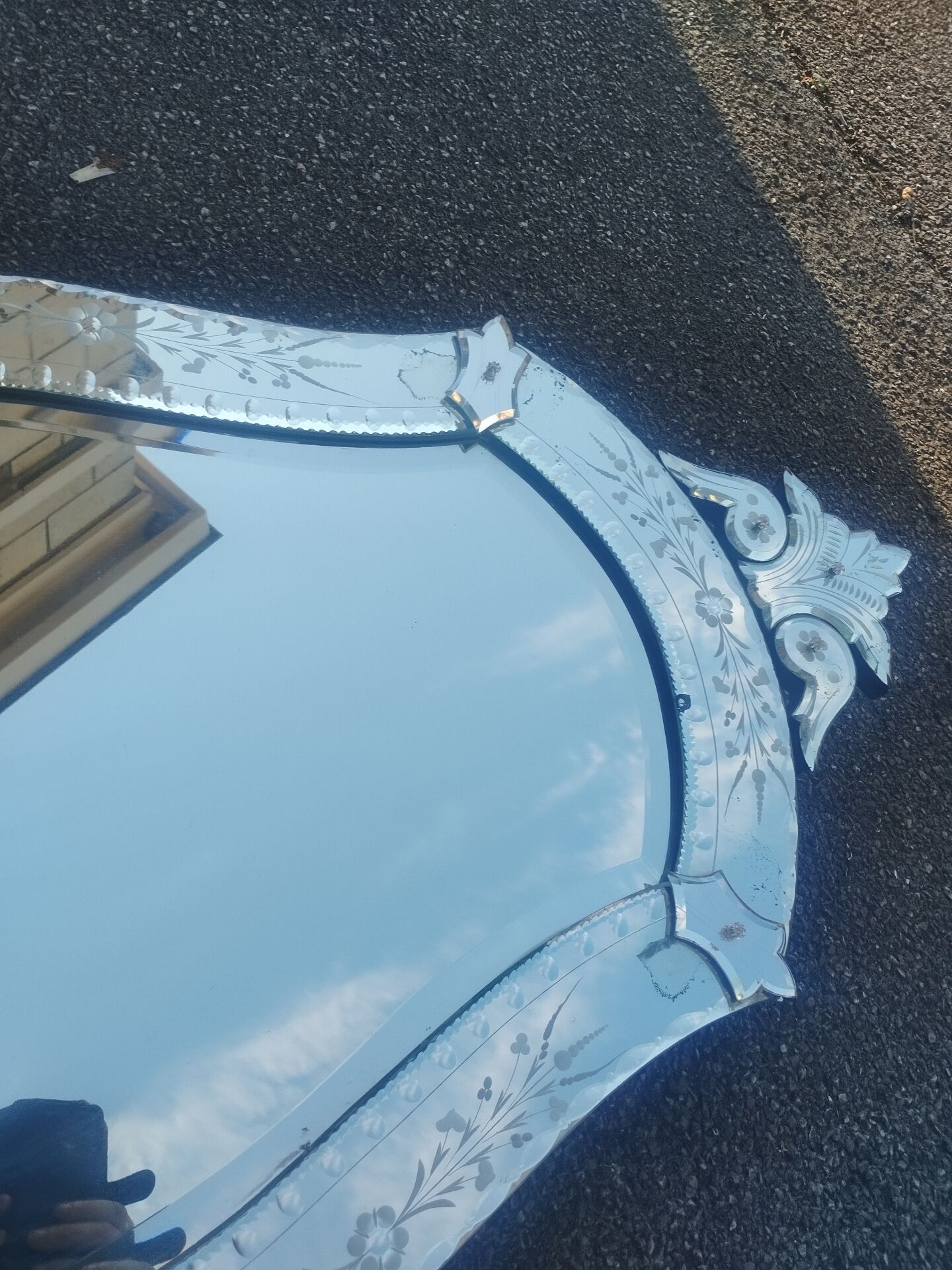 Très beau miroir vénitien ancien vintage