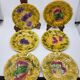 Sarreguemines dessert plates in barbotine with fruit decoration French Vintage