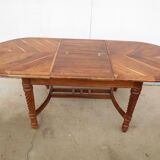 6 exotic wood and leather chairs,