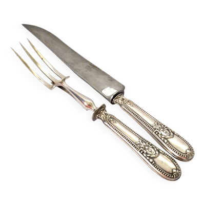 Couvert de service à découper style Empire en argent Brosse&cie