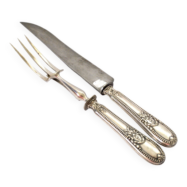 Couvert de service à découper style Empire en argent Brosse&cie