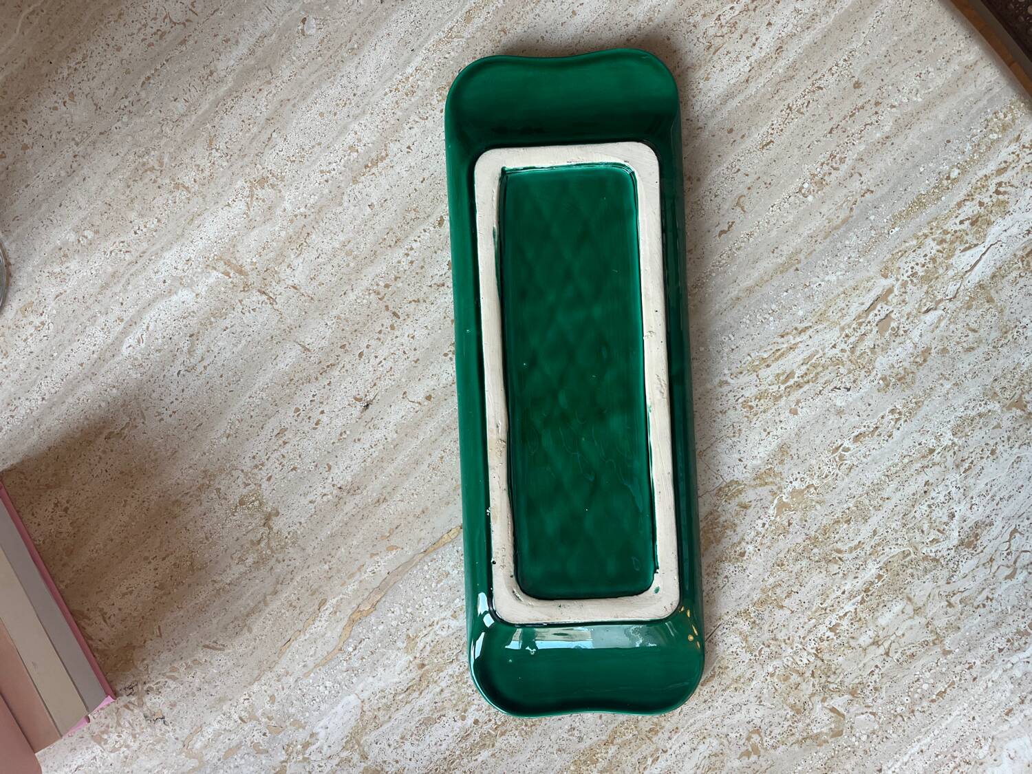 Vintage dark green ceramic plate