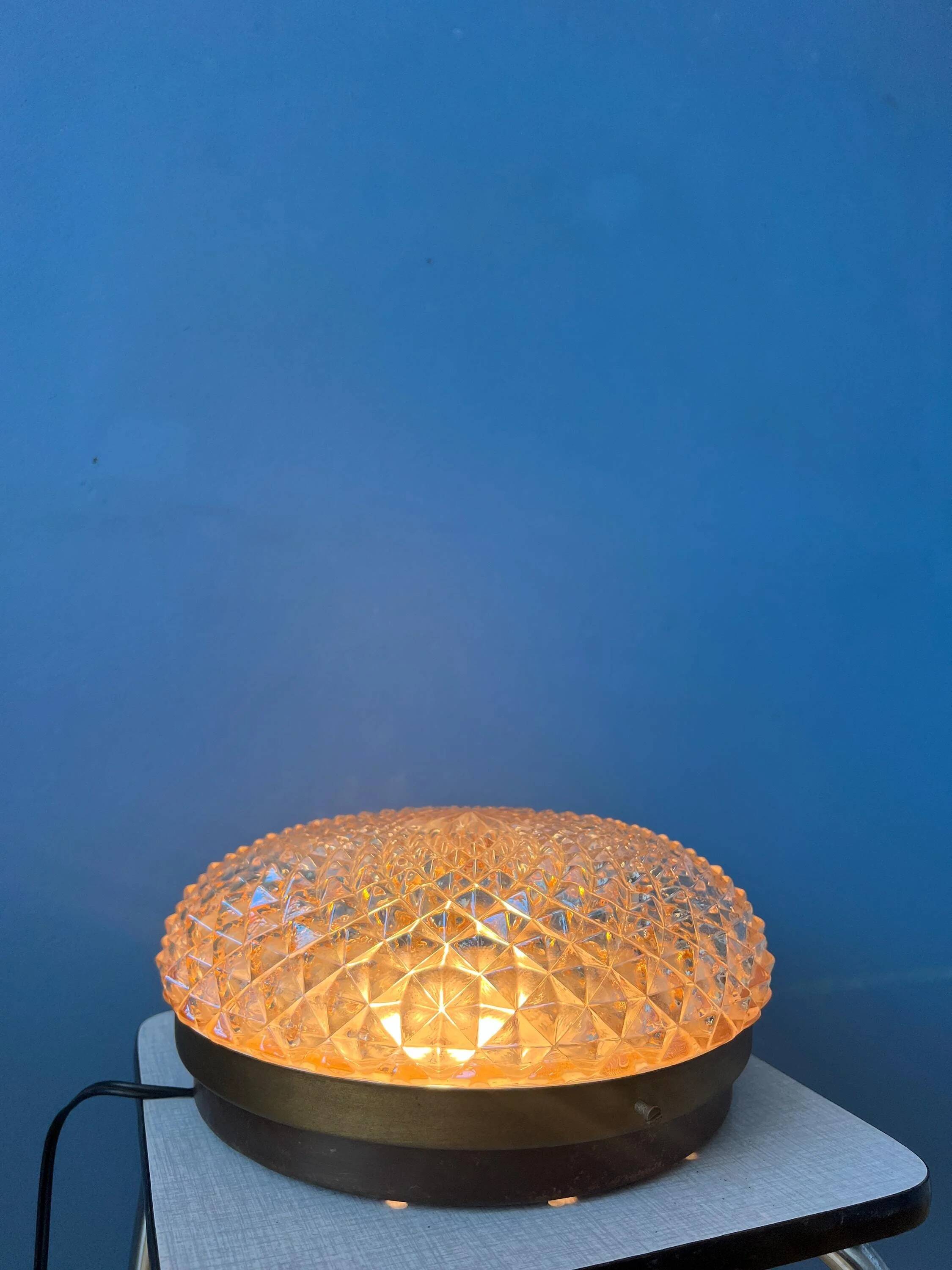 Plafonnier encastré Mid-Century en verre cristal