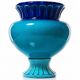 Turquoise & cobalt blue glazed earthenware vase/cache-pot by D. Dinis, 1960s-80s.