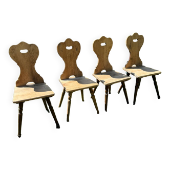 4 chaises rustiques en chêne massif