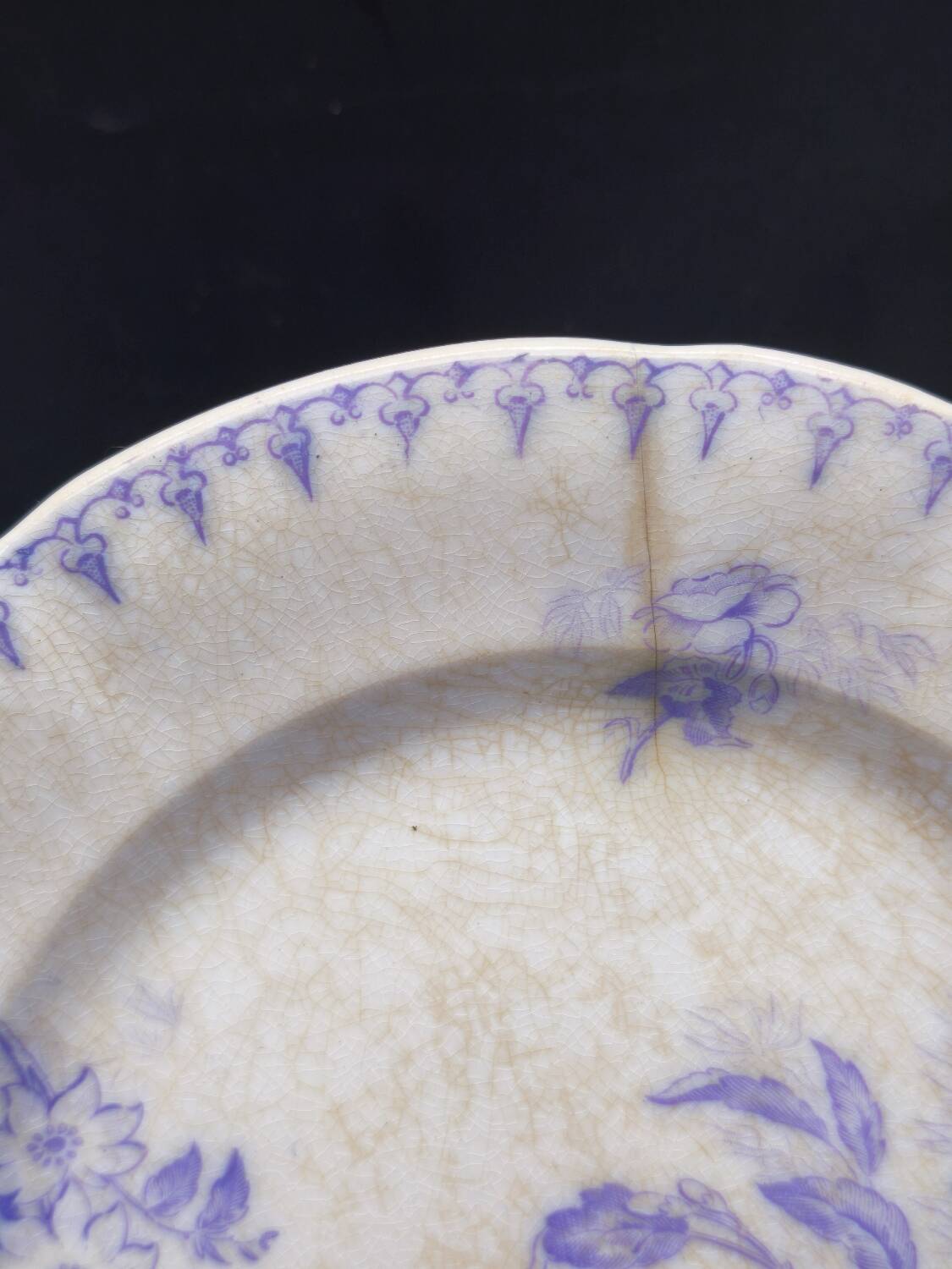 Antique lavender blue plates charm of yesteryear Flore Sarreguemines UC