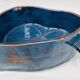 Small "Heart" dish or large blue glazed ceramic catchall.