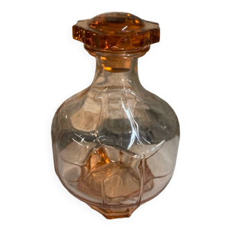 Amber pink glass bottle vase
