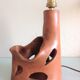 Ceramic lamp terracotta and lampshade wool 50/60