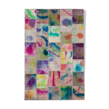 Handwoven Oriental Overdyed 198 cm x 302 cm Multicolor Patchwork Rug