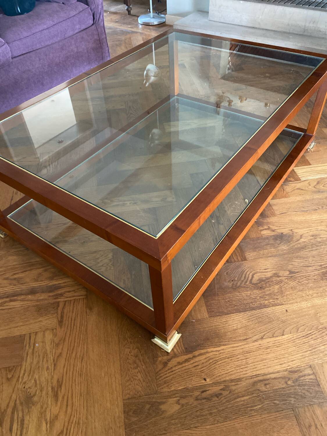 Wood and glass coffee table