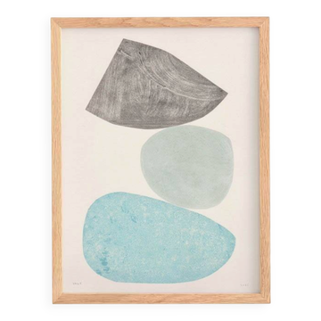 Peinture abstraite sur papier - illustration galets signée eawy