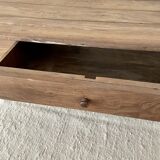 Farm coffee table a drawer in raw wood